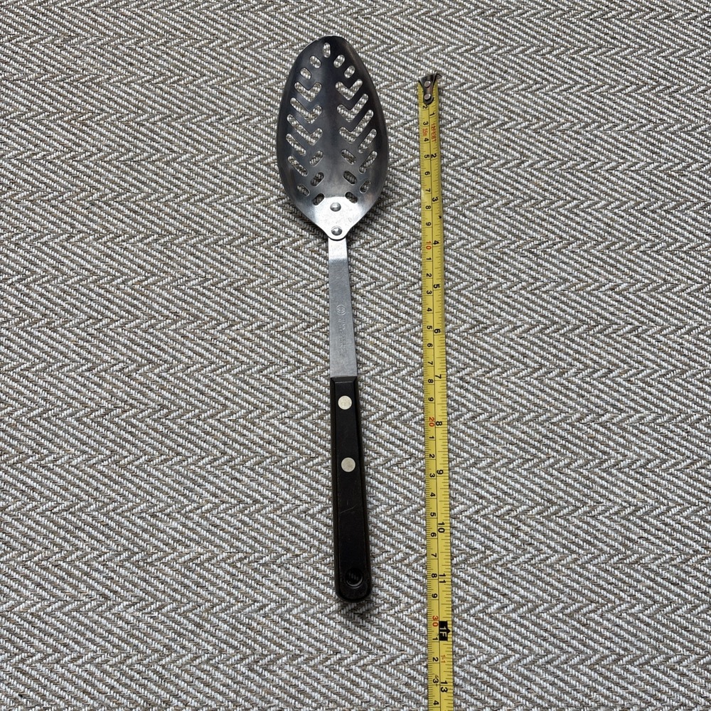 Vintage Montgomery Ward Stainless Steel Slotted Spoon 11.5" MW Hard Handle - Picture 5 of 5